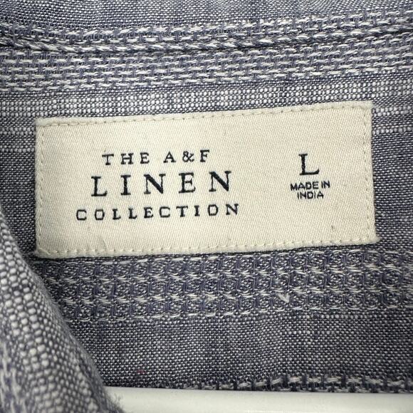 Abercrombie Fitch Linen Collection Shirt Men LARGE Summer Lightweight Preppy - Picture 8 of 14
